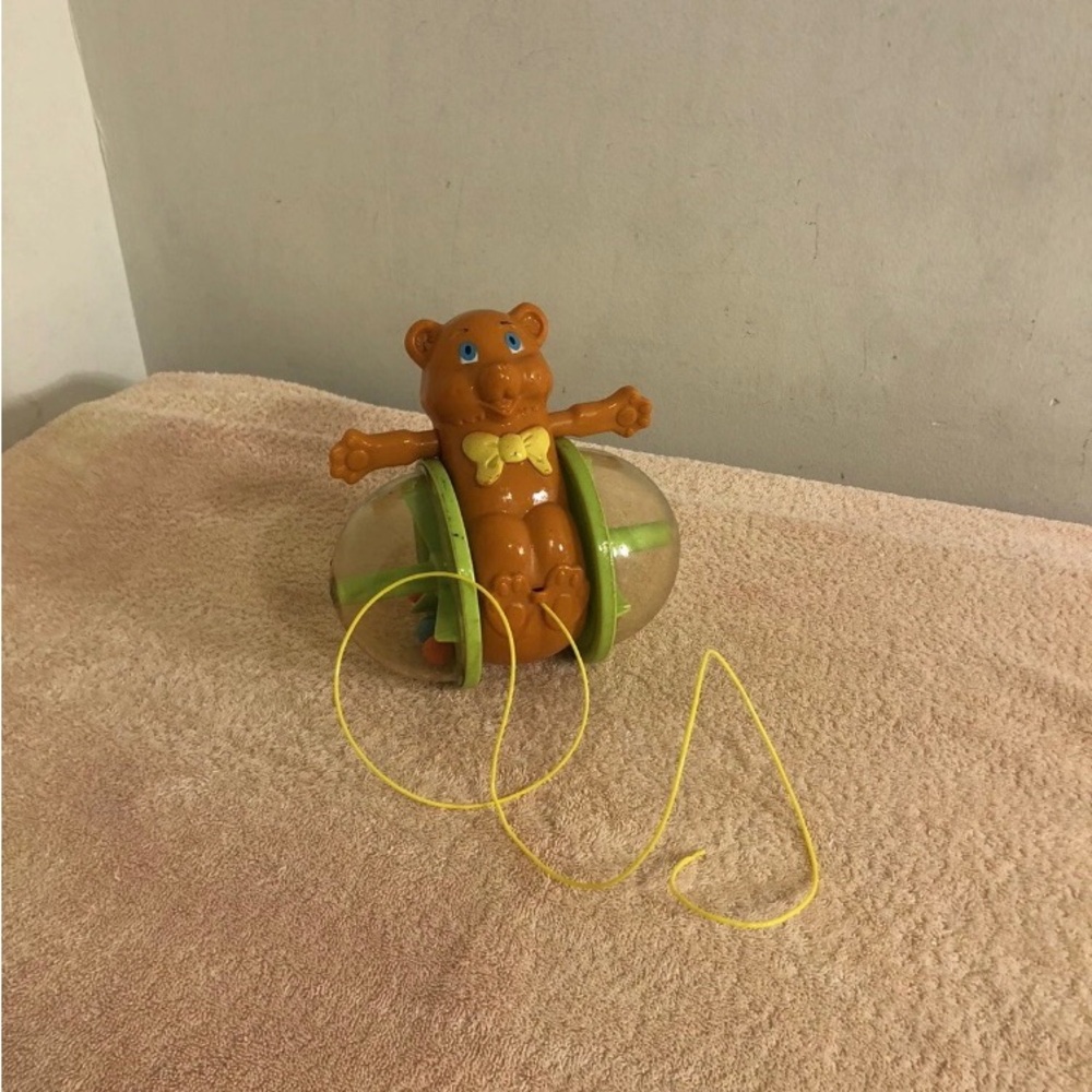 Vintage 1978 Fisher Price Bob Along Bear Pull Toy With Original Pull String